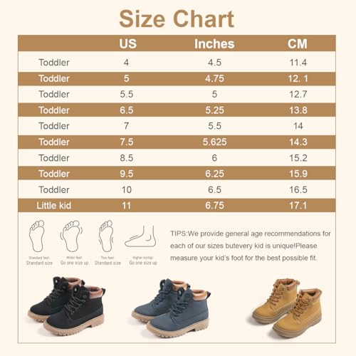 Casazoe Boys Girls Leather Hiking Snow Boots Little Kid High Top Dress Shoes Toddler Lace Up Non-Slip Texture Sole Loafer Ankle Flats Classic Casual Walking Work Boot thumb #5