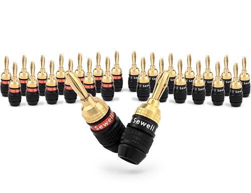 Sewell Deadbolt® Banana Plugs 14-Pairs, Gold Plated Speaker Plugs, Quick Connect, Tool-Free, SW-29863-14 by Sewell - Used condition - US$28.25