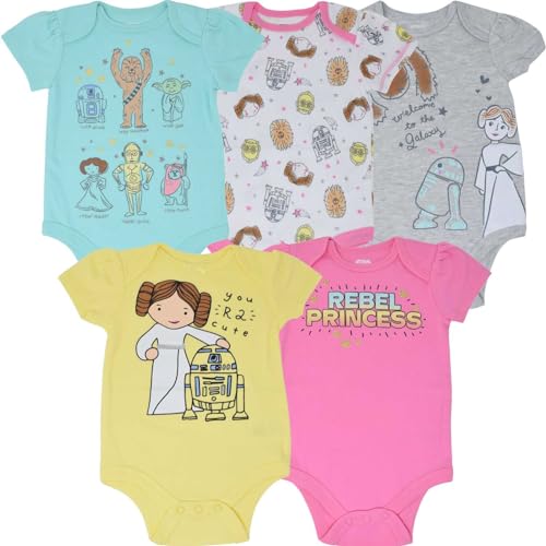 Image of STAR WARS The Mandalorian The Child 5 Pack Short Sleeve Baby Bodysuits Newborn to Infant