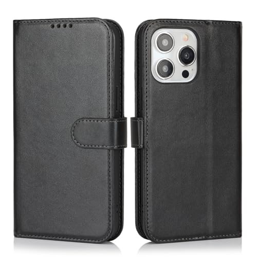 Image of for iPhone 14 Pro Case Wallet with Card Holder,for iPhone 14 Pro Wallet Case for Women Men,PU Leather Shockproof Magnetic Buckle Stand Flip Phone Case-Black