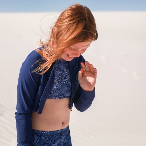 Image of SwimZip Girls' Long Sleeve Zipper Crop Top Rash Guard UPF 50+ Sun Protection