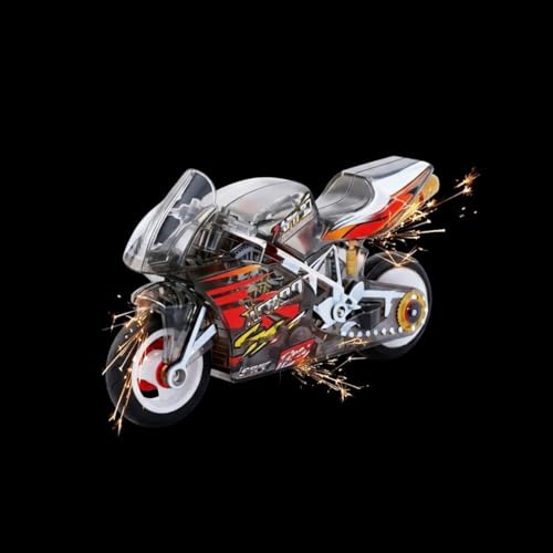 Image of YEPZY Sparkling Stunt Bike Toy Keychain for Kids, Mini Motorcycle Key Ring with Spark Effect & Light, Friction Powered Racing Bike Toy, Gift for Boys & Girls (Random Color)