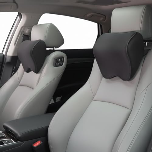 Alaoo Almohada Cervical para Coche,2PCSAlmohada Suave para Reposacabezas Automóvil,Almohadas para Reposacabezas Asiento del Coche,100% Espuma Viscoelástica para Coche,Oficina,Negro con Ribete Negro