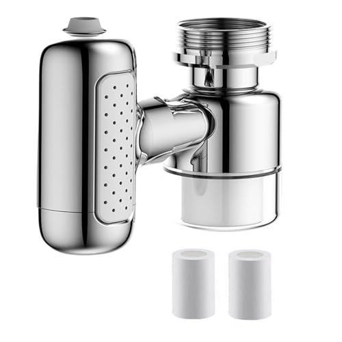 Kitchen Faucet Extender - Built-In Filter Feature, 6 Inch External Rotating Device, Weatherproof Home Rental Component, Silver M