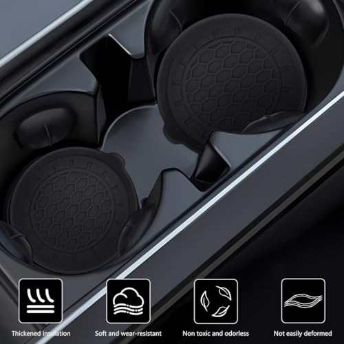 Osilly Juego 4 Posavasos de Silicona para Auto Negro miniatura 6