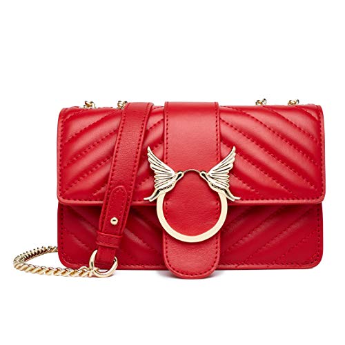 Chrysansmile Genuine Leather Crossbody Bags Quilted Clutch Purses for Women Trendy Small Shoulder Handbags with Chain
