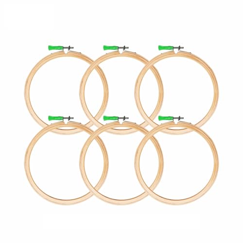 Image of Jyoti Embroidery Hoop, Wooden Round Adjustable, (3 Ply of 9 Inches with Steel Fitting), Easily Loosen /Tighten, Cross Stitch Hoop Ring for Sewing, Needlework, Craft Projects & Ornaments - Pack of 6