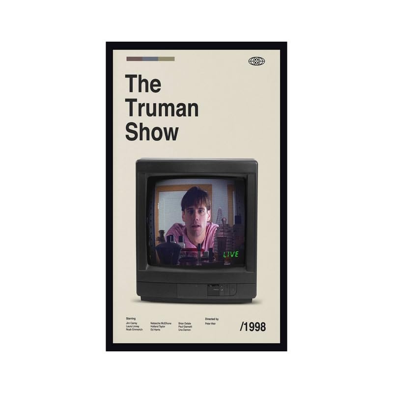 Image of BLINKART The Truman Show Movie Poster Frame 8x12 Inch | Premium 300 GSM Paper Wall Print | Mid Century Vintage Film Artwork for Home, Bedroom, Living Room, Office | Framed Photo Decor