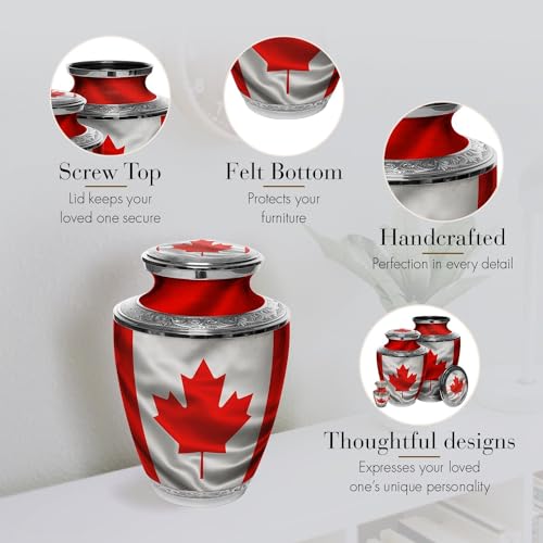 Image of Canadian Flag Cremation Urns for Human Ashes Adult Man & Urns for Ashes