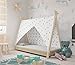 Meblex Tipi Bett für Kinder in Naturholz, für Mädchen und Jungen, 160 x 80 cm Größe, weiß graue Sterne Farbe, Sonoma Frame Kleinkinder-Bodenbett