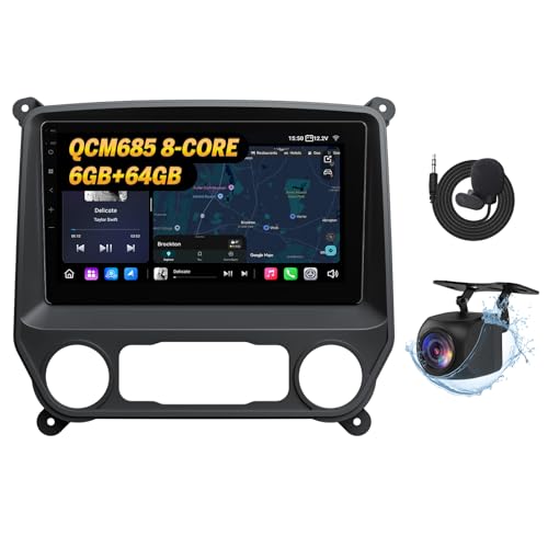 Image of Eonon GMSX6S2 Car Stereo for Chevy Chevrolet Silverado /GMC Sierra 2014-2018, 2015 Silverado Radio CarPlay & Android Auto Head Unit, 10.1 inch QLED Car Radio with Bluetooth, SWC, 6+64GB -(QCM6225-AD)