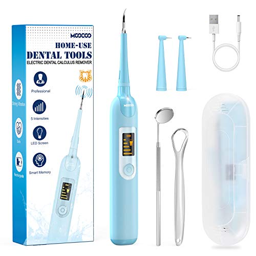 Electric Tartar Plaque Remover for Teeth with LED Screen LED Light - Ultrasonic 5 Modes Teeth Cleaner Dental Calculus Remover - High-Frequency Vibration Dental Teeth Cleaning Tools Polisher