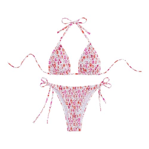 Two Piece Swimsuit Tankini for Women Halter String Triangle Bikini Set Adjustable Fit Flattering Silhouette Beach Pool Party M