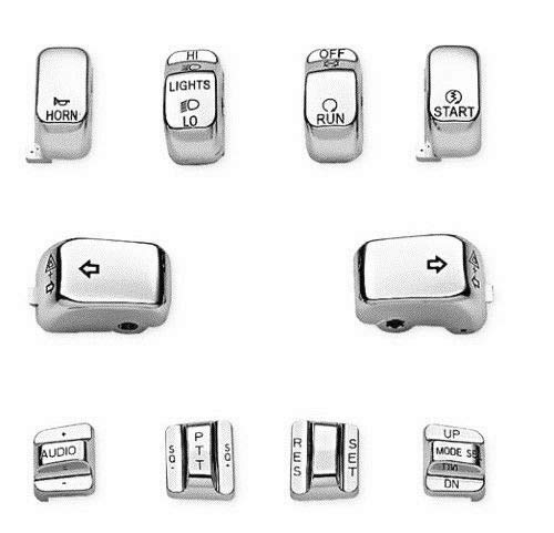 Motorcycle Hand Controls Switch Housing Buttons Cap for Harley Electra Road Tri Glide 1996-2013 (Chrome)