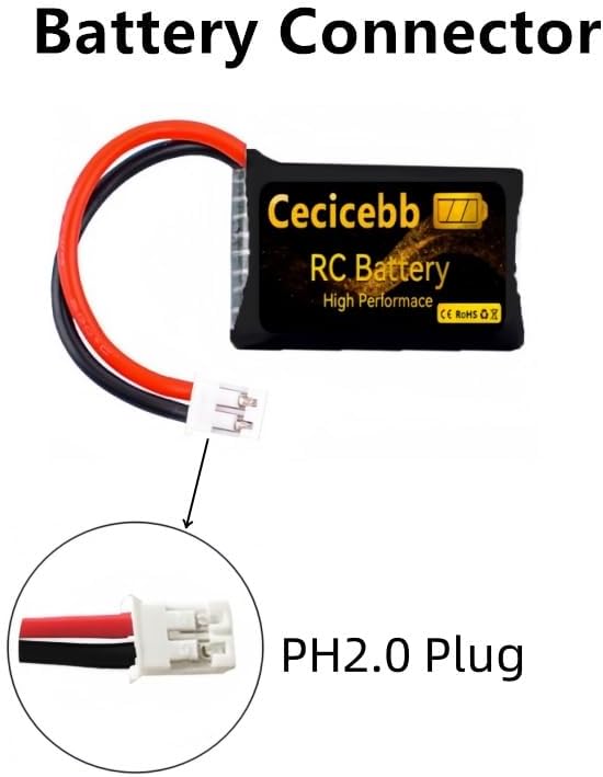 Miniatura 3 de Batería Lipo de 3.7V 220mAh 20C con enchufe PH2.0 para Holy Stone HS210 Mini Drone, RC Red Arrow 65 Air Plane, Apex FPV Drone 2 baterías RC y