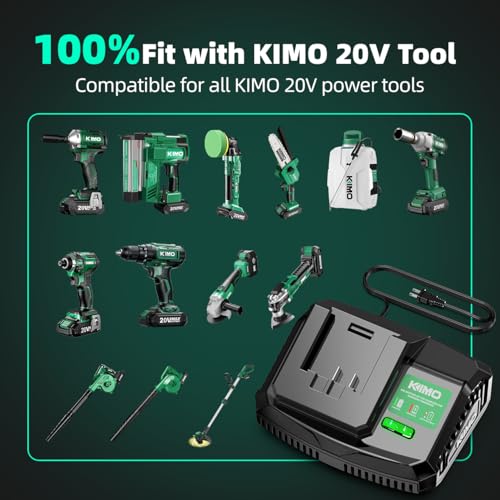 Image of KIMO Upgraded 20V 4.0Ah Lithium-Ion Battery Adapter w /Cooling System for KIMO 4.0Ah Battery, Adaptable for Cordless Leaf Blower & Cordless Reciprocating Saw.Quick Charging,Portable (Charger Only)