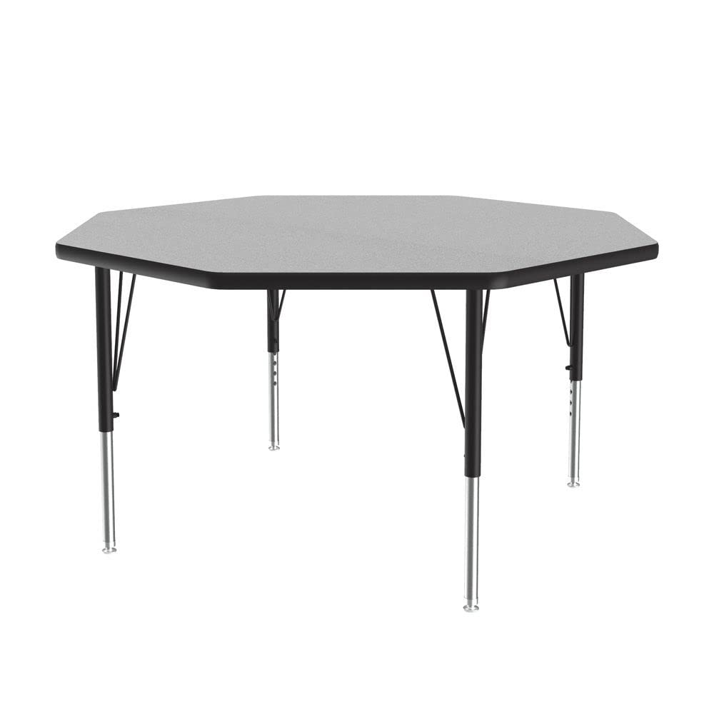 Correll 48" Octagon Shaped Classroom Activity Table, Height Adjustable (19"-29"), Gray Granite Durable Thermal Fused Laminate, School Furniture, Made in The USA