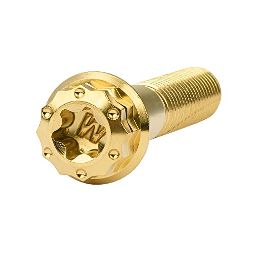 Image of Titanium Flange 12 Point Head M8 x15 20 25 30 35 40 45 50 55 60 65mm Screw Bolt Pack of 4 (M8x35mm, Gold)