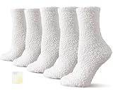 Women's Cozy Fluffy Fuzzy Socks Plush Home Sleep Slipper Socks - Warm Cozy Gifts Ideas for Women 5,6,7,8 Pairs(5 White)