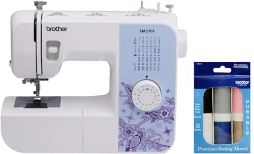 Image of Brother XM2701 27-Stitch Sewing Machine, Premium Sewing Thread 6-Pack Included