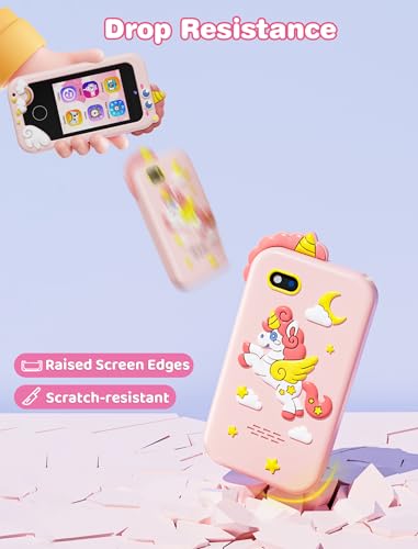 Kikidex Kids Smart Phone for Girls, Perfect Christmas Birthday Gifts for 3-10 Year Old Kids, Touchscreen Learning Play Toy Smartphone with Dual Camera, Puzzle Game, Music Player (Pink) - Image 6