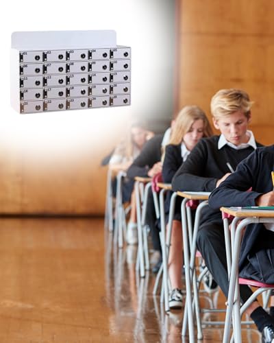 Cell Phone Locker Classroom Cell Phone Locker with Charger,Privacy White Acrylic Phone Organizer Box,Mobile Phone Storage Cubbies for Schools/Employees(One Color 9 Slots)