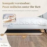 Hunderampe Bett PRIORPET aus Birkenholz mit Sicherheitsgeländer - Höhenverstellbare hundetreppe für Betten bis zu 94.5cm - Klappbar - Anti-Rutsch-Griff - Für kleine Hunde bis zu 23kg - Naturel