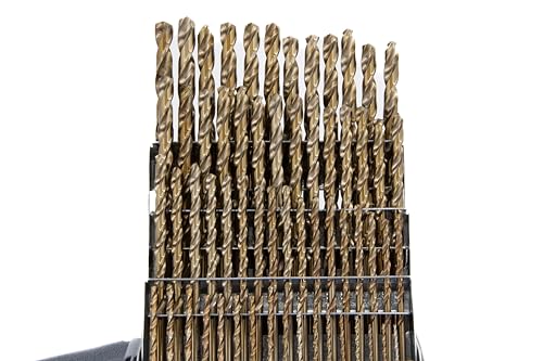 HSS-America D/astco Serie Cobalt Schraube Maschine Stub Bohrer Set (26–60-teiliges Set, 1/40,6 cm – 1/5,1 cm # 1–60, A-Z), 135 Grad Kreuzanschliff, Gold-oxid Finish, rund Schaft, 1 - #60, 1
