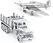 3D Metal Puzzle Models Of Military Truck, Hawker Hurricane Warplane - DIY Toy Metal Sheets Assembling Puzzle, 3D puzzle – 2 Pack