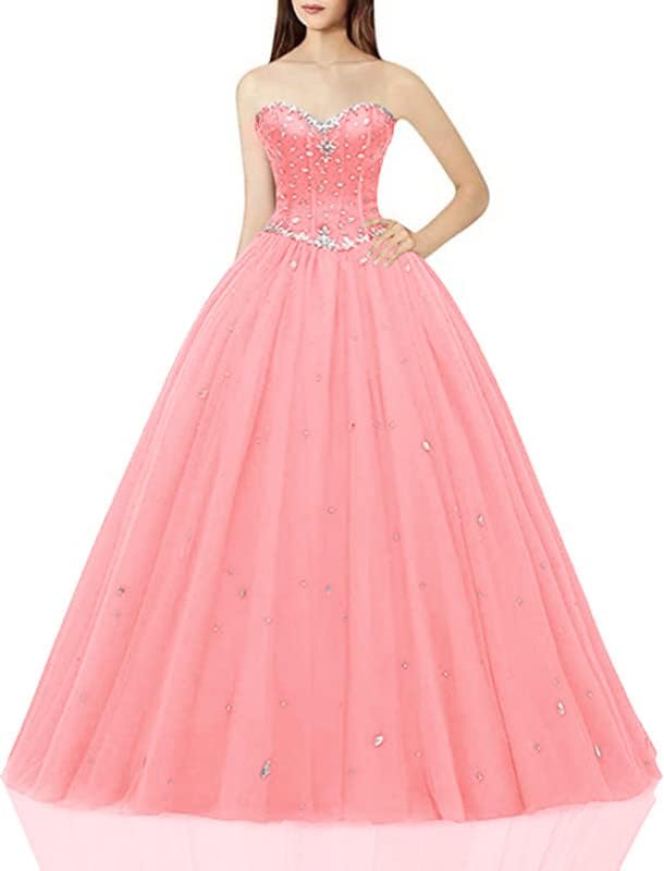 Image of Likedpage Women's Sweetheart Ball Gown Tulle Quinceanera Dresses Prom Dress