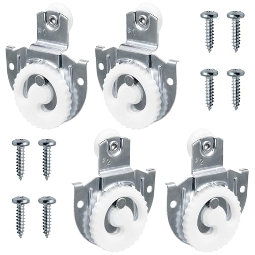 vibedor 4 Piece Sliding Closet Door Hardware, Adjustable Wardrobe Rollers Cabinet Door Hangers, Upgrade Knob Hooks for Home Improvement and DIY Enthusiasts