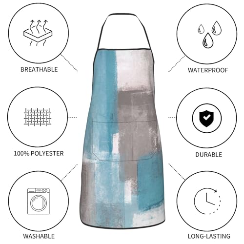 Bokekang POTHOLDER-2024.2.3-8 Grey And Blue Oven Mitts And Pot Holders With Apron Set Of 5 Silicone Abstract Art Grey Blue Kitchen Mitten Gloves And Potholders Cooking Apron Set Heat Resistant Oven Gloves Hot Pads thumb #4