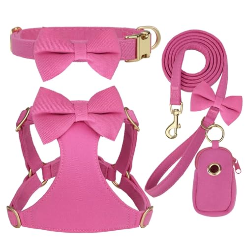 Beirui Cute Small Dog Harness Set with Three Detachable Bows, ...