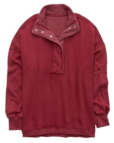 Image of Gacaky Sweatshirt for Women Oversized Casual Long Sleeve Button Henley Neck Pullover Tops Fashion Outfits Clothes