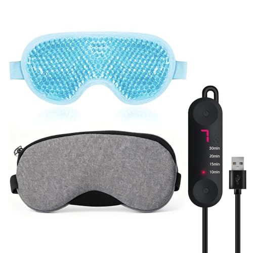 Masque chauffant électrique USB pour les yeux, masque pour les yeux à vapeur, température réglable, massage des yeux chauffés, soulage les yeux secs, décoloré, blépharite, yeux fatigués, yeux gonflés