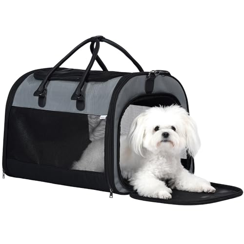 PET MARVEL Cat Carrier Soft Sided Large for Pet Dogs up to 25 Lbs, Airline Approved Mesh Pet Travel...