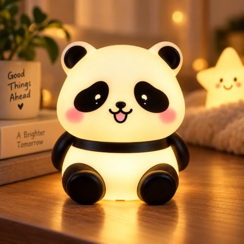 Image of Cute Sitting Panda Night Light Lamp Battery Operated Table and Desk Decorations Gift Pandas (Sitting Panda)