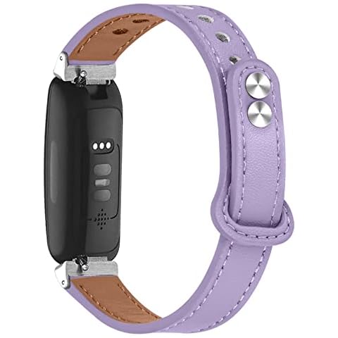 Gimuk Leather Strap Compatible with Fitbit Inspire 2 Strap Women Men, Genuine Leather Sport Wristband Replacement Strap bands Bracelet for Fitbit Inspire HR/Inspire/Ace 2/Ace 3 (Purple) Cover