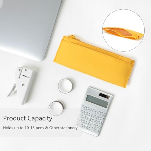 Image of Pencil Pouch for Teens School Office Supplies Pencil Case Cosmetic Bag Zipper (Yellow)