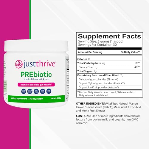 Just Thrive PREbiotic Powder - Digestive and Immune Support Supplement, 150 g