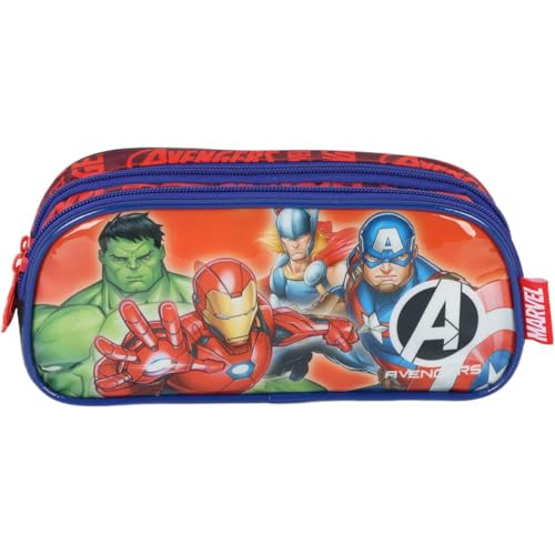 Estojo Duplo, Avengers, Tecido, Vermelho, Luxcel