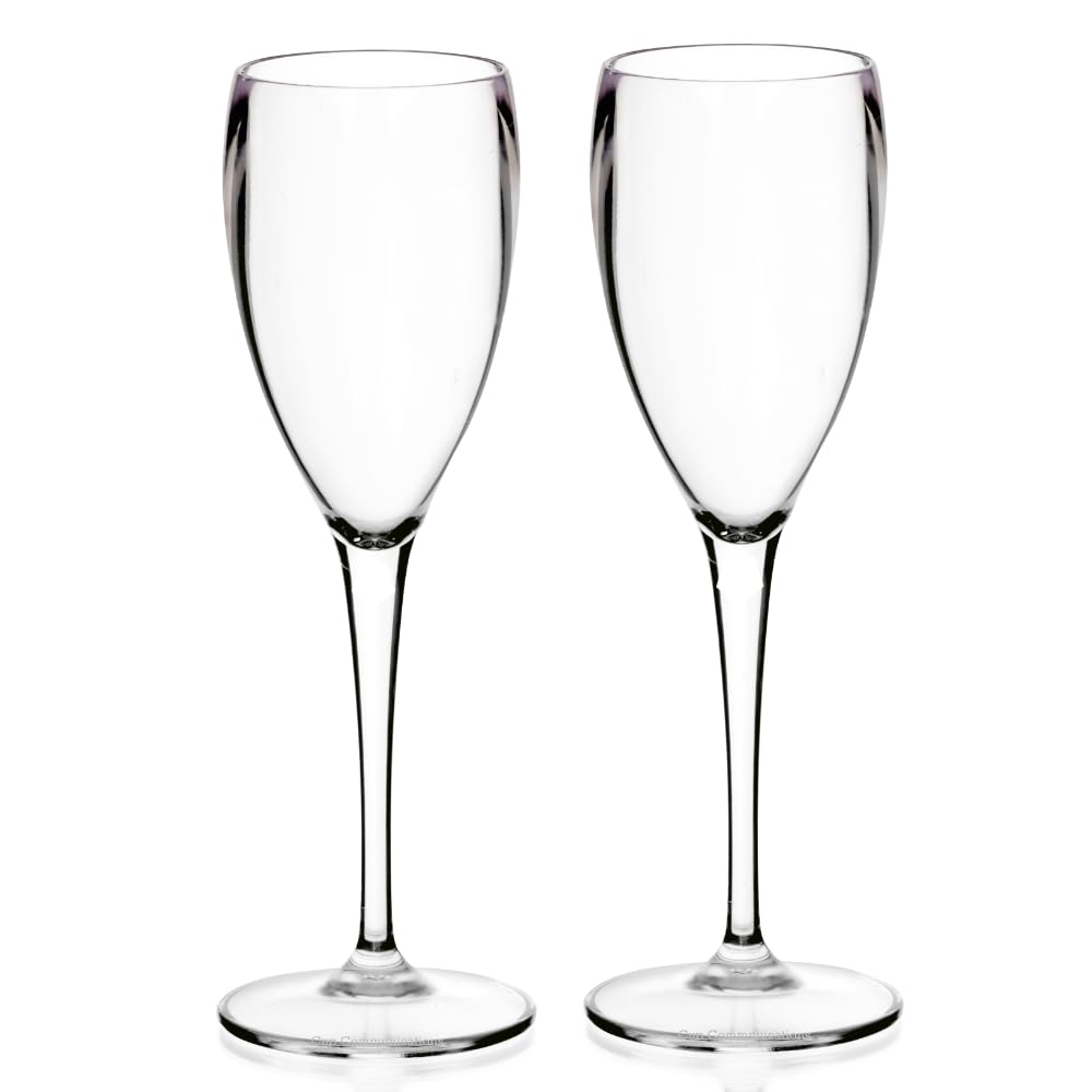 Aios Transparent Pair Of Champagne Flutes Made From Unbreakable Polycarbonate 180Ml/ 6Oz. (Pack Of 2)