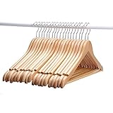 STAR WORK Wooden Ultra Thin Space Saving Non-Slip Velvet Suit Hangers Ideal For Everyday Standard Use (6 Pieces)
