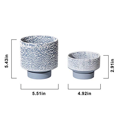 Ubee Planter Ceramic Flower Pots For Indoor Plants | 5.5 Inch + 4.9 Inch Plant Pot With Saucer And Drainage Hole For Aloe, Snake Plants, Pothos, Orchid, Mist Blue With White Glaze Dot #TOP5