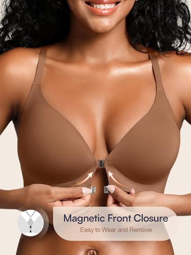 Image of Racerback Bras with Metal Magnetic Front Closure - Wireless for Women No Underwire Seamless Supportive Bralettes