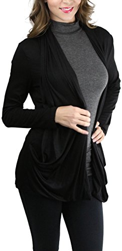 Image of ToBeInStyle Women's Long Sleeve Rib Banded Open Sweater Cardigan