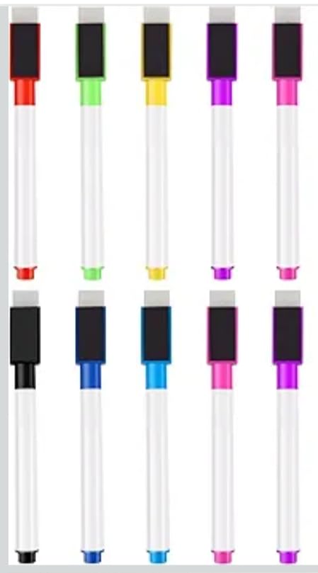 Whiteboard Marker with Magnetic Cap, Black Ink, Multicolor Caps 10 pcs-image-39