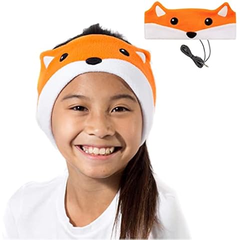 CozyPhones Kids Headphones Volume Limited with Thin Speakers & Super Soft Fleece Headband - Perfect Toddlers & Children's Earphones for Home, School & Travel - Fox Cover