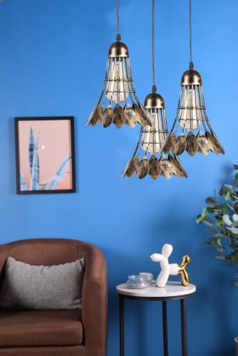 Image of Badminton Shuttle Copper Antique Hanging Light for Home Decor 3-Light Pendant Lamp Metal Ceiling Hanging Light (Bulb Not Included) Cluster Set