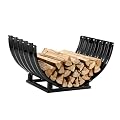 VAMFUTRE Round Metal Firewood Rack by Fireplace Indoor/Beside Fire Pit Outdoor-with Separate Sturdy Bracket,Rustproof,Durable & Stylish Firewood Holder (Black, 24 inch diameter semi-circle)